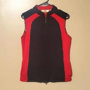 Bugatchi Women Vest Full Zip‎ Black Red Size Medium